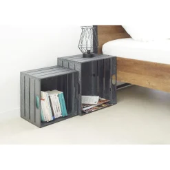 Gifi Rangement|Panière en métal gris grand modèle