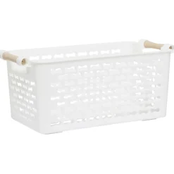 Gifi Rangement|Panière en plastique avec poignée bois 4L