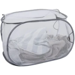 Gifi Entretien Du Linge|Panière 2-en-1 pliable 72L acier et polyester gris 38x38xH64cm