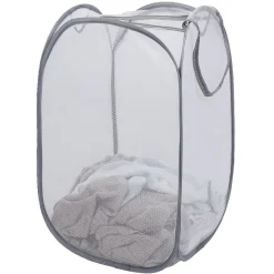 Gifi Entretien Du Linge|Panière 2-en-1 pliable 72L acier et polyester gris 38x38xH64cm