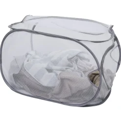 Gifi Entretien Du Linge|Panière 2-en-1 pliable 72L acier et polyester gris 38x38xH64cm