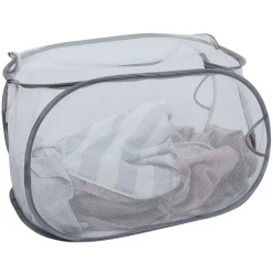 Gifi Entretien Du Linge|Panière 2-en-1 pliable 72L acier et polyester gris 38x38xH64cm