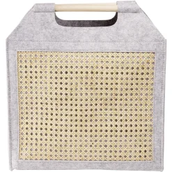 Gifi Rangement|Panière feutrine et bambou grise Grand modèle 47x17xH42cm