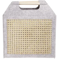 Gifi Rangement|Panière feutrine et bambou grise Moyen modèle 42x14xH38cm