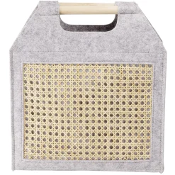 Gifi Rangement|Panière feutrine et bambou grise Petit modèle 37x10,5xH33,5cm
