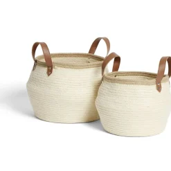 Gifi Rangement|Panière grand modèle avec poignées jute beige Ø26xH25cm