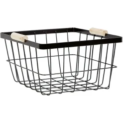 Gifi Rangement|Panière grillagée en métal noir x2