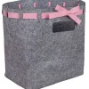 Gifi Rangement|Panière grise avec ruban rose