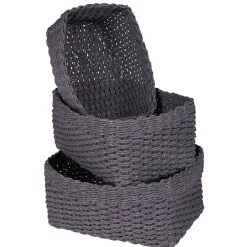 Gifi Rangement|Panière grise en polyester effet tressé x3