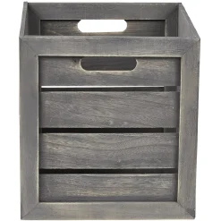 Gifi Rangement|Panière grise rectangulaire en bois cérusé Box Cube