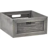 Gifi Rangement|Panière grise rectangulaire en bois cérusé Box Cube