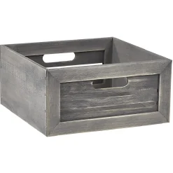 Gifi Rangement|Panière grise rectangulaire en bois cérusé Box Cube