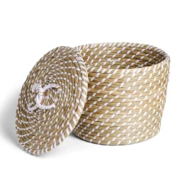 Gifi Rangement|Panière jacinthe avec couvercle modèle moyen Ø26xH21cm