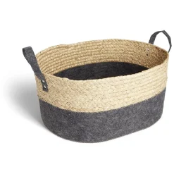 Gifi Rangement|Panière jacinthe d'eau feutrine beige et gris foncé 44x33xH20cm