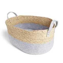 Gifi Rangement|Panière jacinthe d'eau feutrine beige et gris clair 44x33xH20cm