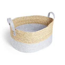 Gifi Rangement|Panière jacinthe d'eau feutrine beige et gris clair 40x30xH18cm