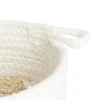 Gifi Rangement|Panière naturelle fibre de maïs coton beige et blanc Ø18xH16cm