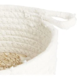Gifi Rangement|Panière naturelle fibre de maïs coton beige et blanc Ø18xH16cm