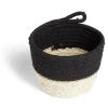 Gifi Rangement|Panière naturelle jacinthe d'eau coton beige et noir Ø15xH12cm