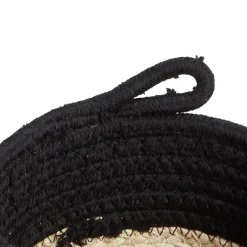 Gifi Rangement|Panière naturelle jacinthe d'eau coton beige et noir Ø15xH12cm