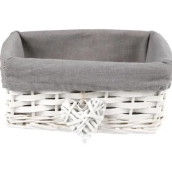 Gifi Rangement|Panière osier blanche et tissu gris