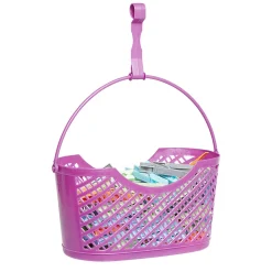 Gifi Entretien Du Linge|Panière ovale rose avec pinces à linge multicolores x110
