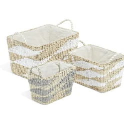 Gifi Rangement|Panière rectangulaire en jacinthe d'eau gris naturel taille S