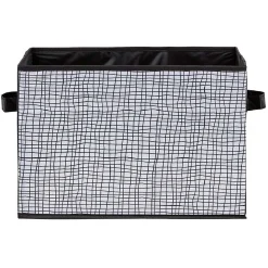 Gifi Entretien Du Linge|Panière rectangulaire en polyester motif quadrillage gris blanc