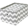 Gifi Rangement|Panière rectangulaire imprimé zig zap gris blanc x3