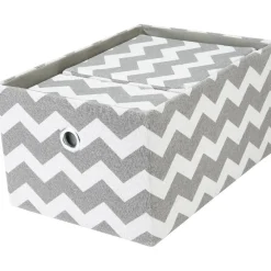 Gifi Rangement|Panière rectangulaire imprimé zig zap gris blanc x3