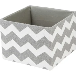 Gifi Rangement|Panière rectangulaire imprimé zig zap gris blanc x3