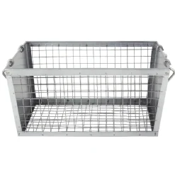 Gifi Rangement|Panière rectangulaire métal ajouré gris H. 15,5 cm