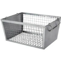 Gifi Rangement|Panière rectangulaire métal ajouré gris H. 15,5 cm