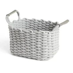 Gifi Rangement|Panière rectangulaire tricot coton gris 35x20xH25cm