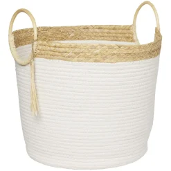 Gifi Rangement|Panière ronde avec anses blanc naturel Ø40,5xH35 cm - RONDA
