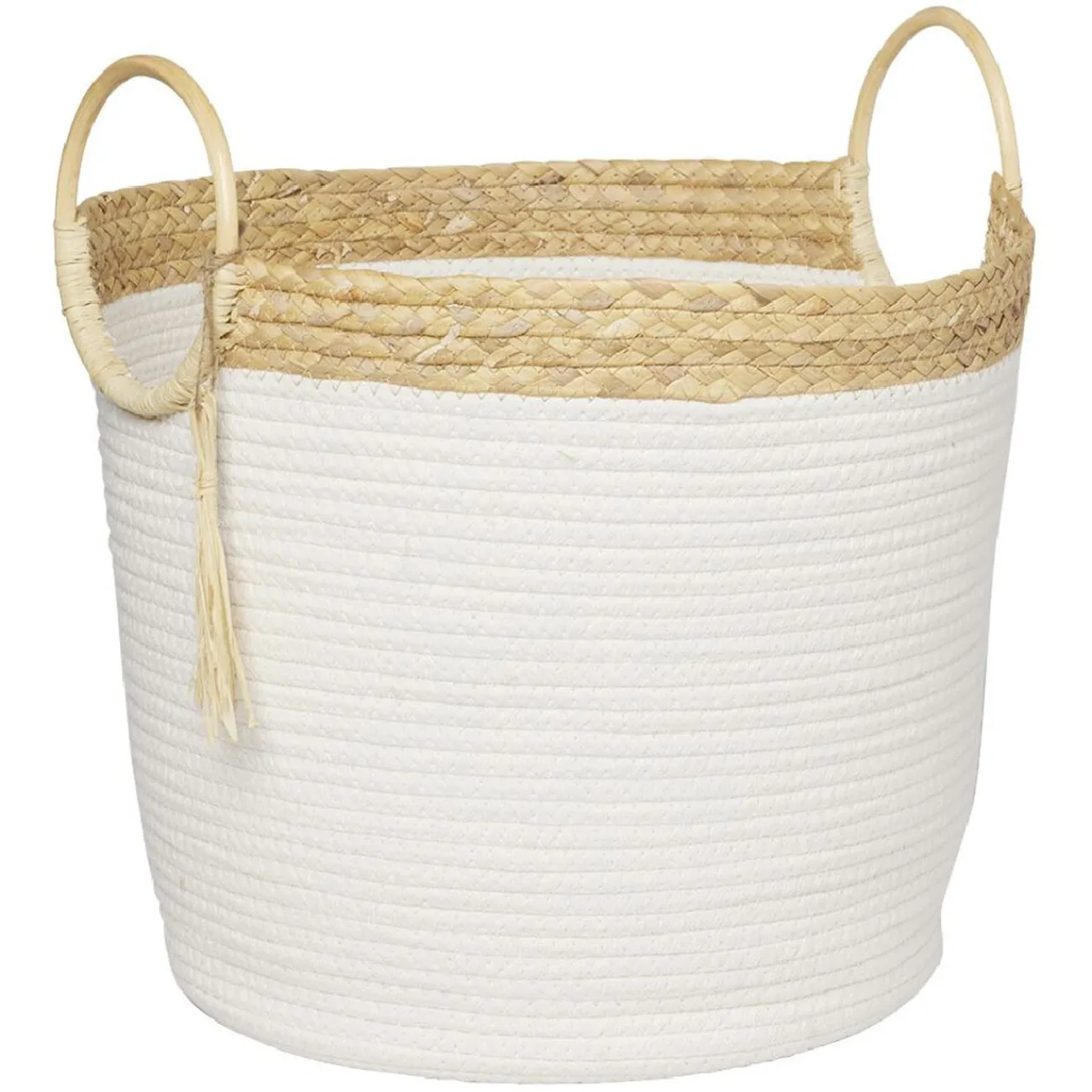 Gifi Rangement|Panière ronde avec anses blanc naturel Ø40,5xH35 cm - RONDA