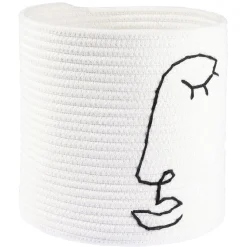 Gifi Rangement|Panière ronde coton motif visage