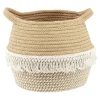 Gifi Rangement|Panière ronde coton tissé naturel décor macramé Ø28xH.23 cm