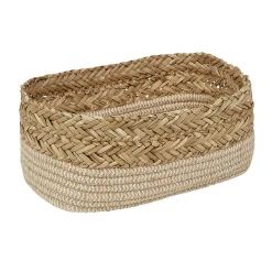 Gifi Rangement|Panière ronde en Jacinthe d'eau et Coton tressé 30x19xH12 cm