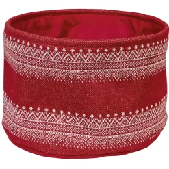 Gifi Rangement|Panière ronde en laine rouge et blanc