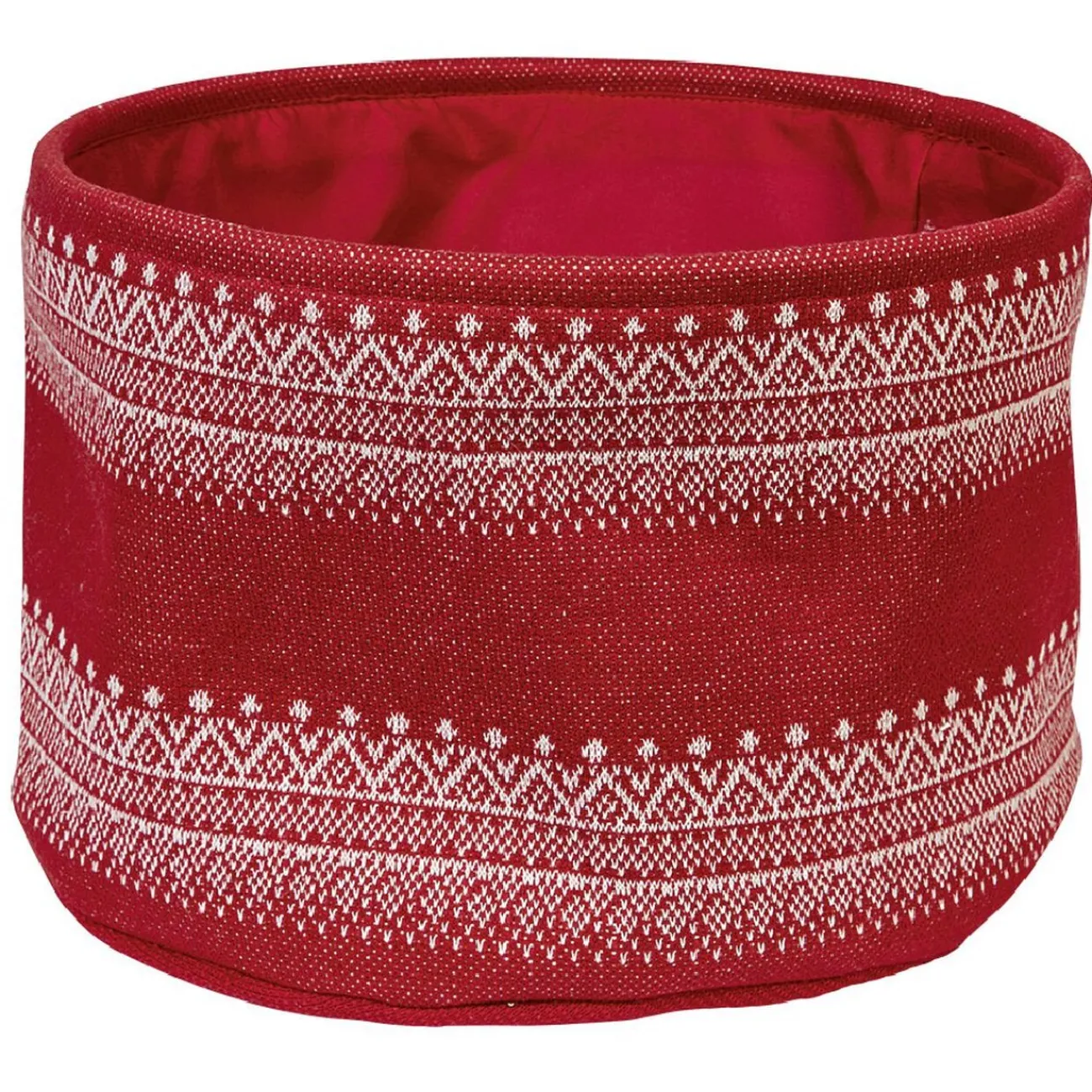 Gifi Rangement|Panière ronde en laine rouge et blanc