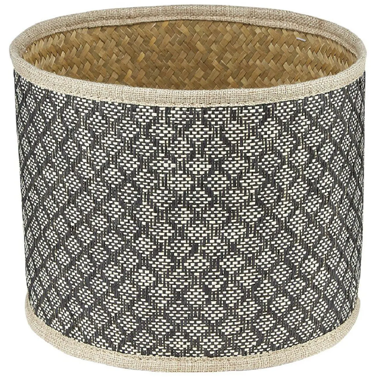 Gifi Rangement|Panière ronde fibre tressée noir naturel Ø24xH.19 cm