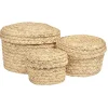 Gifi Rangement|Panière ronde jonc tressé avec couvercle x3
