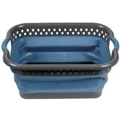 Gifi Entretien Du Linge|Panière rétractable en plastique gris et bleu