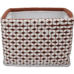 Gifi Rangement|Panière tissu crocheté bicolore L 29x l 23 x H 20 cm