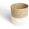 Gifi Rangement|Panière tressée bi-matière coton et jacynthe blanc et naturel Ø24xH24cm
