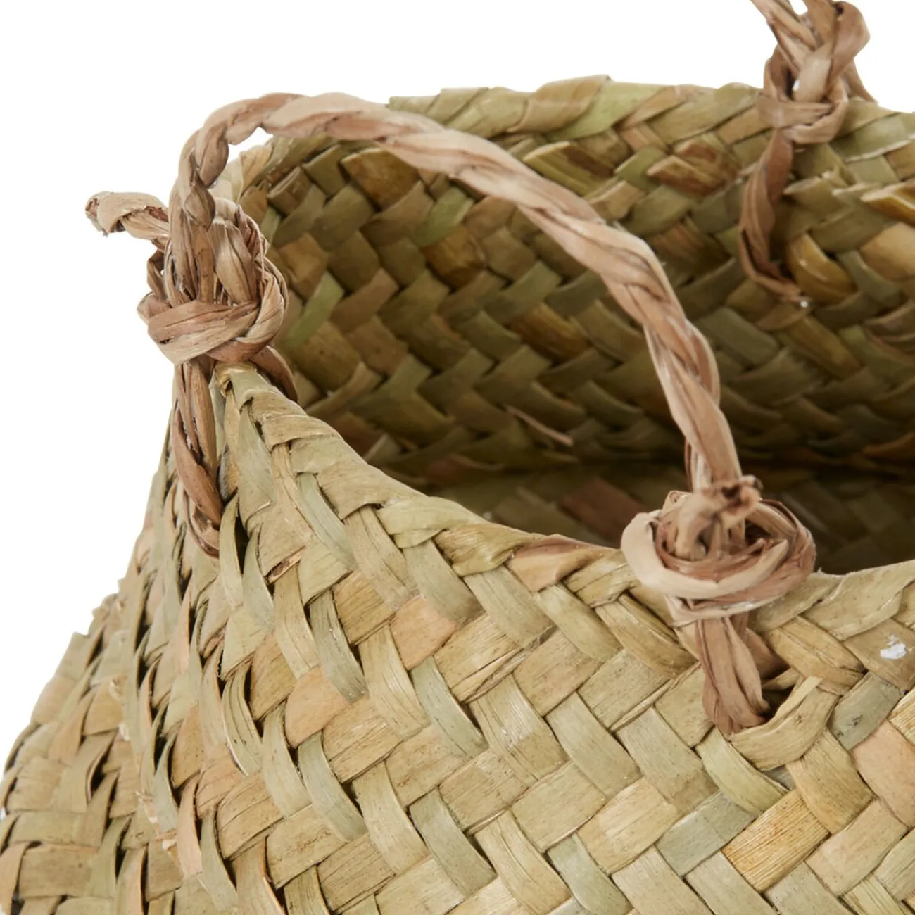 Gifi Rangement|Panière tressée jonc de mer bicolore blanc naturel