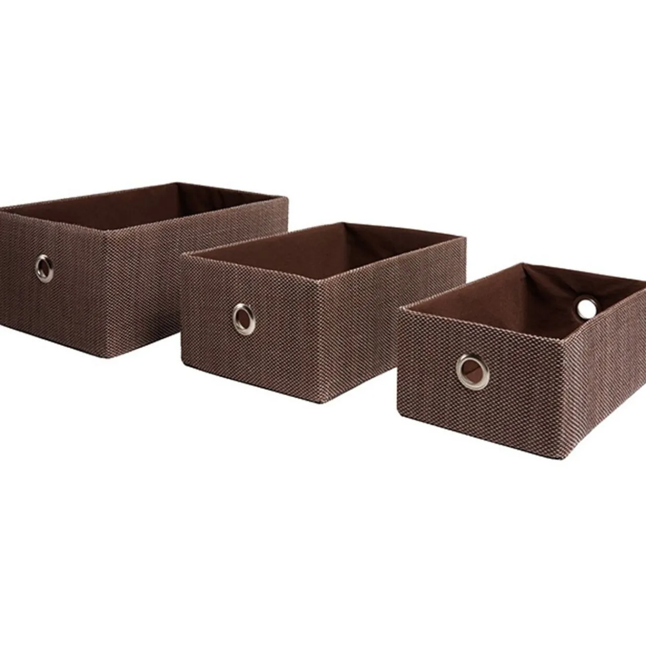 Gifi Rangement|Panière x3 en polyester marron