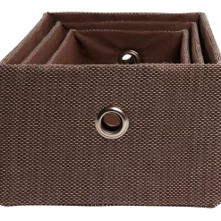 Gifi Rangement|Panière x3 en polyester marron