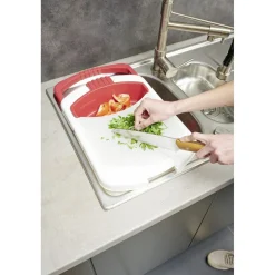 Gifi Passoire 2 en 1 planche à découper amovible rouge et blanche